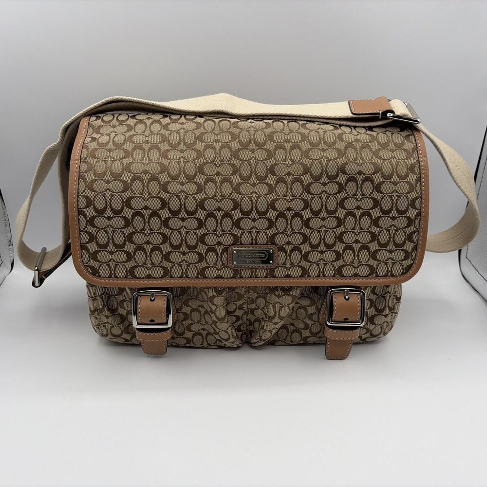 Coach Messenger Crossbody Bag Canvas Leather Signature Logo Monogram